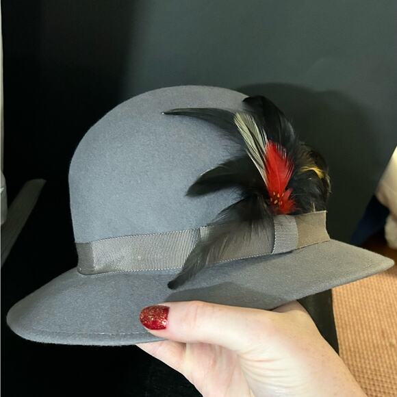Other Accessories - Vintage George Bollman & Co Doeskin Wool Felt Hat With Real Feather Detail